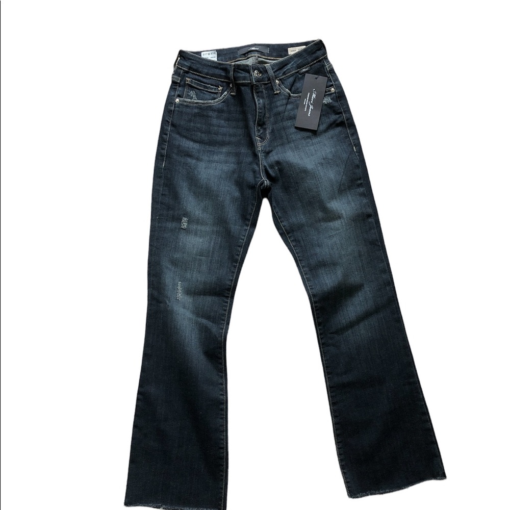 Mavi Anika Mid Rise  Ripped Smoky Vintage cropped flare raw hem jeans Size 26